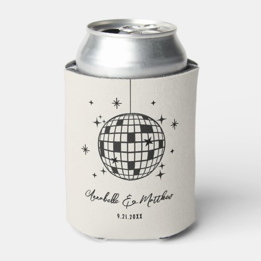 Handgetekende Disco Retro Bruiloft Blikjeskoeler (Blikje Voorkant)