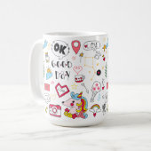 handgetekende doedelen kleurrijke mok (Voorkant links)