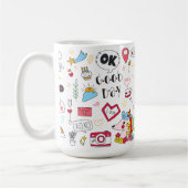 handgetekende doedelen kleurrijke mok (Links)