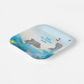 Handgetekende Dolphin Volleybal Splash Ocean Papieren Bordje (Gebogen)