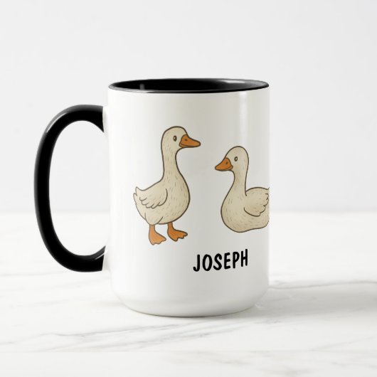 Handgetekende Domme Gans Aangepast Knuffel Mok (Links)