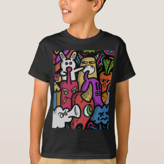 Handgetekende doodle art cartoon stijl t-shirt