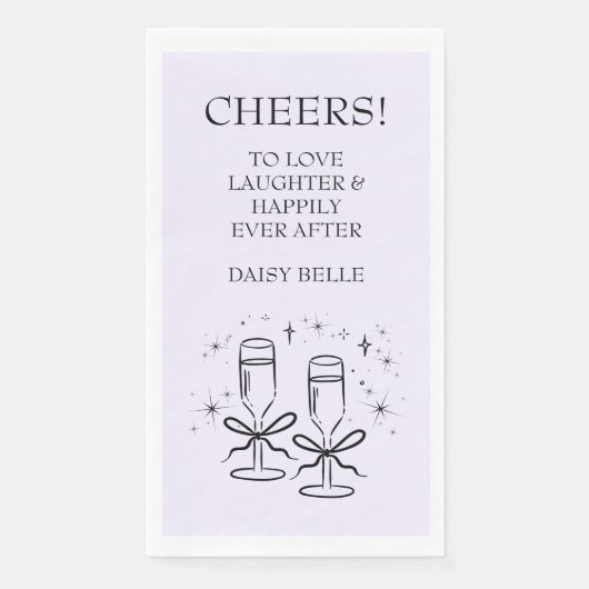 Handgetekende Doodle Bruiloft Feest Paars Servet (Voorkant)