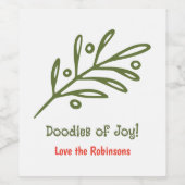 Handgetekende Doodle Custom Holiday Christmas Chee Wijn Etiket (Enkel label)