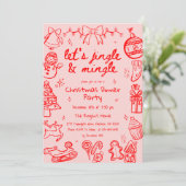 Handgetekende Doodle-illustratie Kerstfeest Kaart (Staand voorkant)