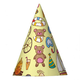 Handgetekende doodle kinder: patroon. feesthoedjes