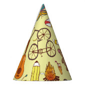 Handgetekende doodle kinder: patroon. feesthoedjes (Links)