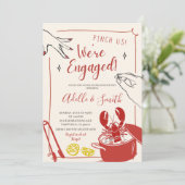 Handgetekende Doodle kreeften kook engagement Kaart (Staand voorkant)