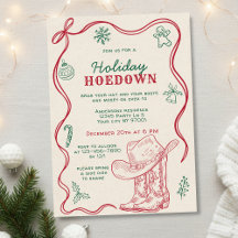 Handgetekende Doodle Western Holiday Hoedown Feest