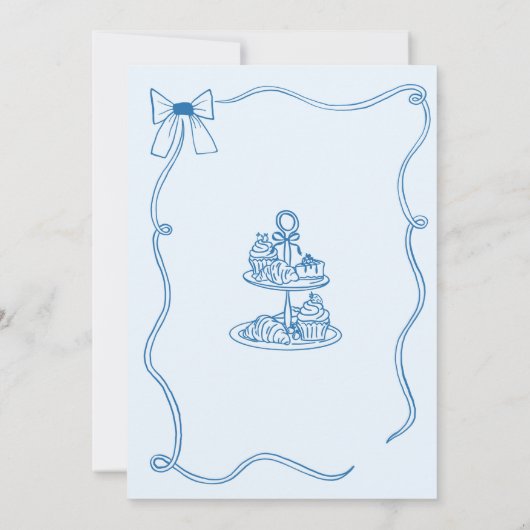 Handgetekende Doodles Blue Baby Brunch Uitnodiging (Achterkant)