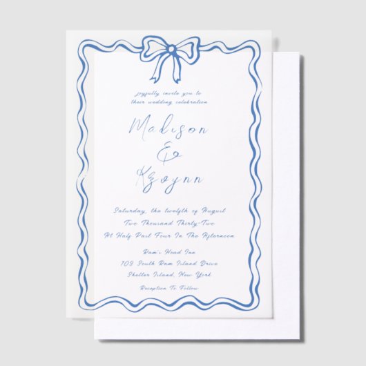 Handgetekende Doodles Bruiloft Vellum Uitnodigingen (Offset)