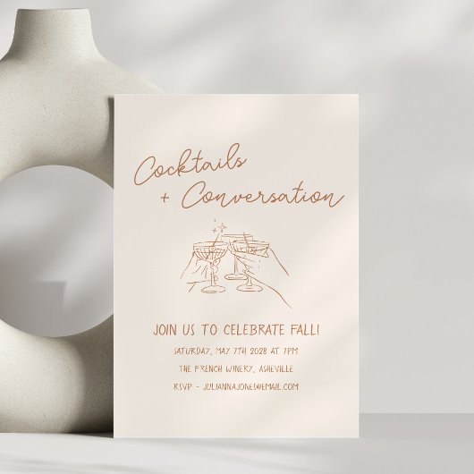 Handgetekende Doodles Cocktails Herfstfeest  Kaart
