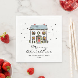 Handgetekende Doodles Home Kerstfeest Servet