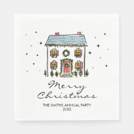 Handgetekende Doodles Home Kerstfeest Servet