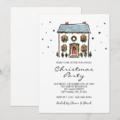 Handgetekende Doodles jaarlijkse kerstfeest Kaart (Voorkant / Achterkant)