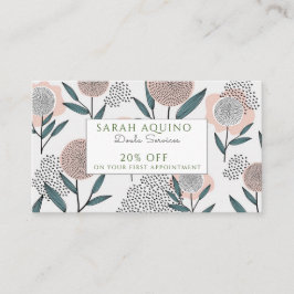 Handgetekende Doula Dusty Peach Coral Floral Kortingskaartje