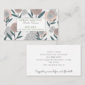 Handgetekende Doula Dusty Peach Coral Floral Kortingskaartje (Voorkant / Achterkant)