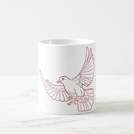 Handgetekende Dove Outline Coffee Mok (Center)