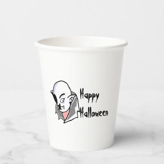 Handgetekende Dracula Halloween Papieren Bekers (Voorkant)