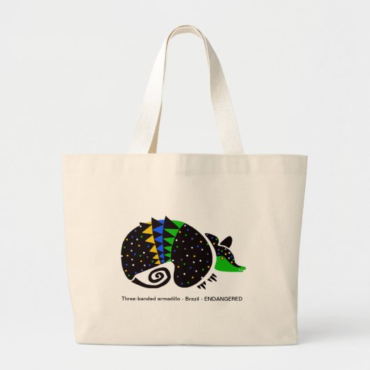 Handgetekende driebanden ARMADILLO - Behoud - Grote Tote Bag (Voorkant)
