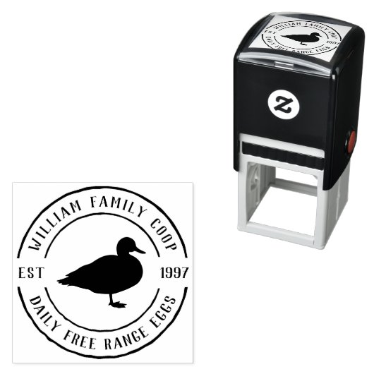 Handgetekende Duck & Round Boerderij - Eierkarton Zelfinktende Stempel (In situ)