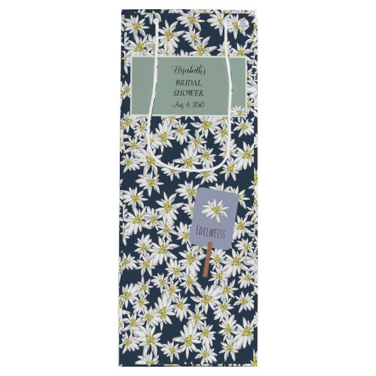 Handgetekende Edelweiss Elegant Vineyard Boutique Wijn Cadeautas (Voorkant)