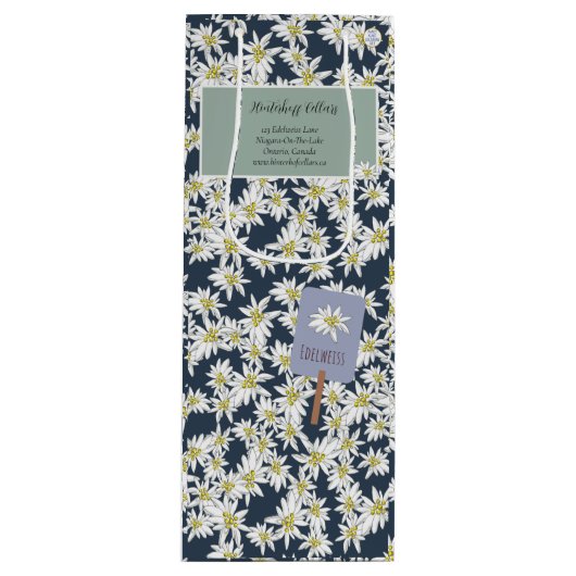 Handgetekende Edelweiss Elegant Vineyard Boutique Wijn Cadeautas (Voorkant)