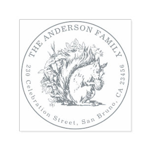  handgetekende eekhoorn naam & retouradres  zelfinktende stempel