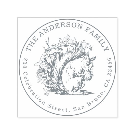 handgetekende eekhoorn naam & retouradres zelfinktende stempel (Design)