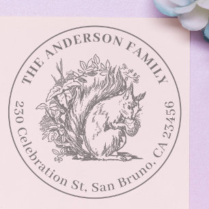 handgetekende eekhoorn naam & retouradres zelfinktende stempel