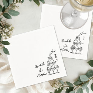 Handgetekende Eenvoudige Cocktail Bruiloft Servet