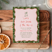 Handgetekende Eet Drink & Wees Vrolijk Kerstfeest Kaart