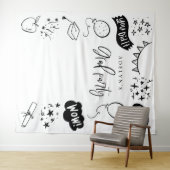 Handgetekende eigenzinnige Afstudeerder iconen wit Wandkleed (In Situ (horizontaal))
