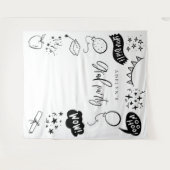 Handgetekende eigenzinnige Afstudeerder iconen wit Wandkleed (Voorkant (horizontaal))