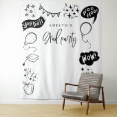 Handgetekende eigenzinnige Afstudeerder iconen wit Wandkleed (In situ)