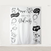 Handgetekende eigenzinnige Afstudeerder iconen wit Wandkleed (Voorkant)