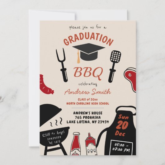 Handgetekende eigenzinnige minimalistische Afstude Kaart (Voorkant)