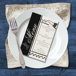 Handgetekende Elegante Eenvoudige Trouwmenu Zwart  Flyer