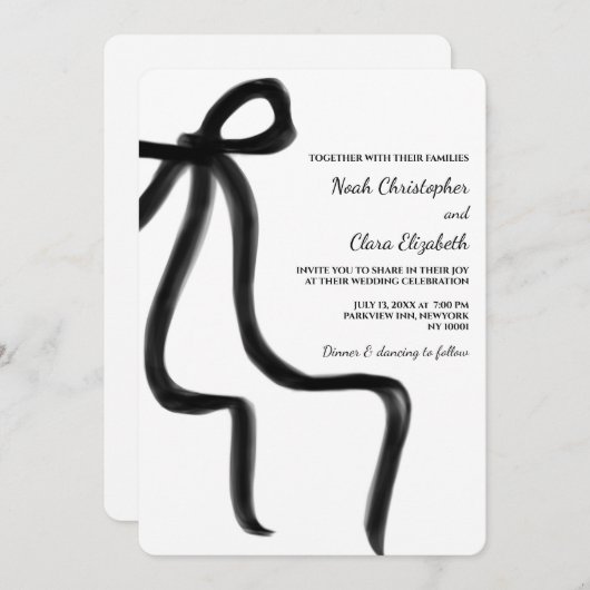 Handgetekende Elegante Zwarte Boog - Modern Minima Kaart (Voorkant / Achterkant)