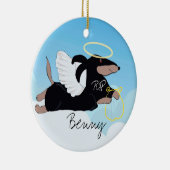 Handgetekende engel in liefhebbend geheugen dachsh keramisch ornament (Rechts)