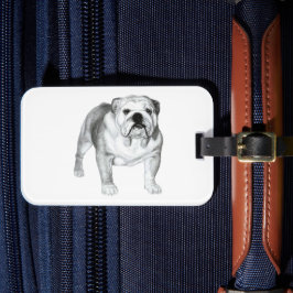 Handgetekende Engelse Bulldog T-shirt Bagagelabel