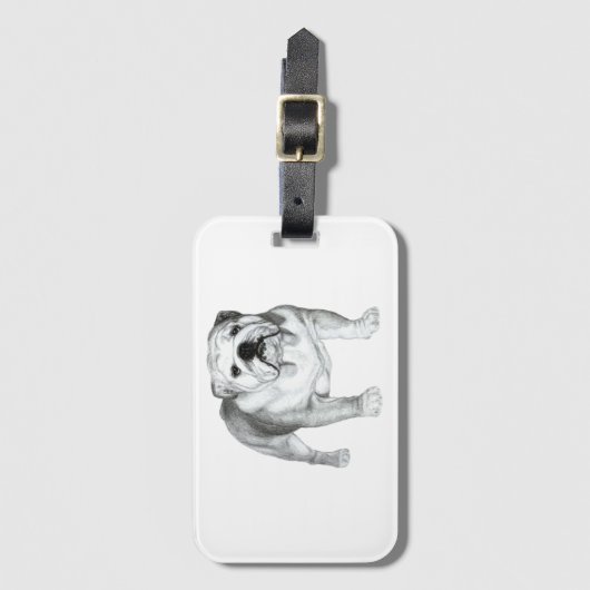Handgetekende Engelse Bulldog T-shirt Bagagelabel (Voorkant (verticaal))