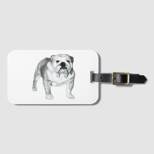 Handgetekende Engelse Bulldog T-shirt Bagagelabel (Voorkant (horizontaal))