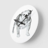 Handgetekende Engelse Bulldog T-shirt Ronde Klok (Hoek)