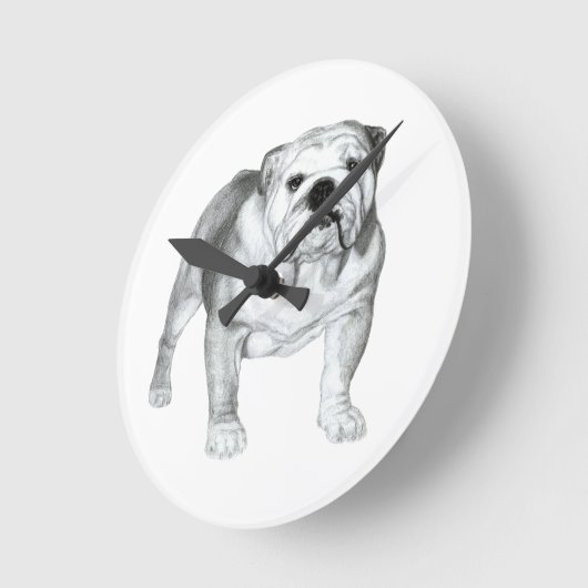 Handgetekende Engelse Bulldog T-shirt Ronde Klok (Hoek)