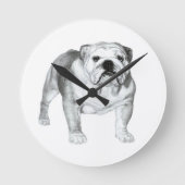 Handgetekende Engelse Bulldog T-shirt Ronde Klok (Voorkant)