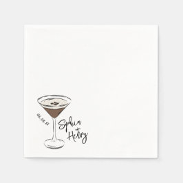 Handgetekende espresso martini cocktail servet