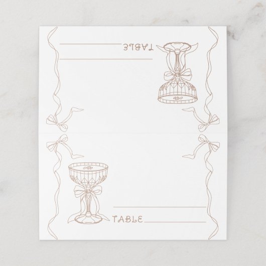 Handgetekende espresso martini - trouwkaarten plaatskaartje (Buitenkant ongevouwen)