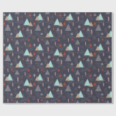Handgetekende Evergreen Pine Trees op sneeuw bij n Cadeaupapier (Vlak)