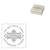 Handgetekende  familienaam rond retouradres rubberstempel (Gestempeld)